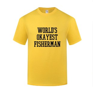 父亲节礼物钓鱼新奇创意，t恤男宽松短袖worldsokayestfisherman
