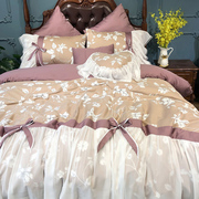 好梦连连贡缎长绒棉，四件套公主风床裙款床罩床上用品全棉套件双人