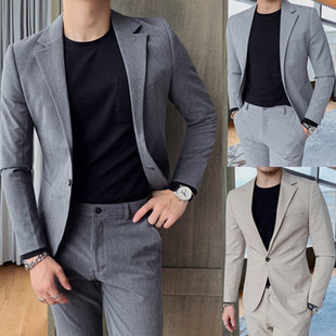 纯色男士西装套装韩版修身商务，职业休闲西服，秋季英伦时尚正装礼服