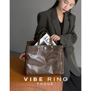 Vibe Ring/静奢风 极简高级感托特包头层油蜡牛皮通勤电脑包大包