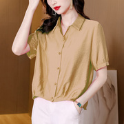 韩国时尚洋气衬衫女士，2024年夏装上衣，雪纺衫时髦小衫女装衬衣