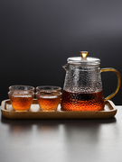 锤纹玻璃茶壶大容量泡茶壶花茶壶茶水分离耐高温沏茶壶烧水壶茶具