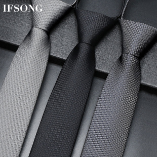 黑色领带男正装拉链式商务免打结懒人易拉得西装，高端男生灰色领带