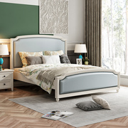 美式轻奢真皮实木床，主卧室家具1.5米1.8米双人床，高箱气压床储物床