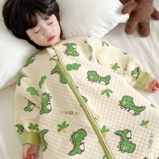 儿童连体睡衣春秋款防着凉男童，恐龙睡袋中大童男宝宝，连身1一3婴儿
