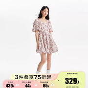 新Vero Moda连衣裙2023早秋优雅气质甜美方领五分袖蕾丝裙