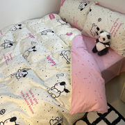 粉色泡芙小狗全棉四件套纯棉卡通被套床单学生宿舍三件套床上用品