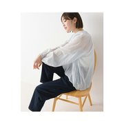 日本直邮omnes100年代草坪圆背套头衫，女士均码衬衫透明自然褶