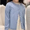 春夏女童针织棉质时髦时尚，天蓝色毛衣开衫外套童装