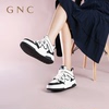 gnc高帮厚底板鞋女2023冬季商场，同款黑白拼色增高休闲运动鞋