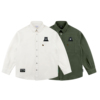mmlabkohibear咖啡熊logo军绿米白色简约宽松加厚长袖衬衫外套