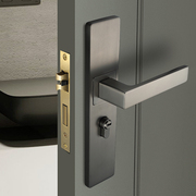 现代简约室内门锁黑色，卧室房门锁具家用通用型静音木门锁把手套装