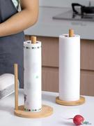 厨房纸巾架家用楠竹懒人抹布实木支架创意免打孔卷纸立式置物架子