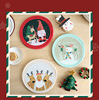 圣诞节装饰餐桌隔热垫棉绳盘垫圆形印花小雪人麋鹿卡通图案餐垫子