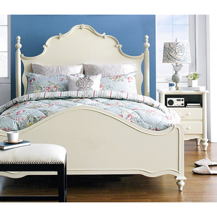 欧式实木床1.8米1.5米仿古白公主床橡木床法式双人床婚床