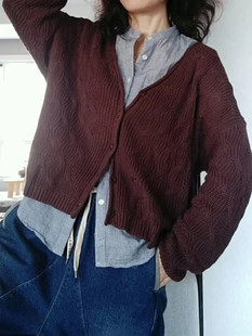 秋季毛衣外套慵懒风宽松V领单排扣纯色长袖针织开衫时尚百搭