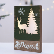 圣诞节装饰用品吊饰木牌挂件创意圣诞小树装饰布置吊牌麋鹿木花环