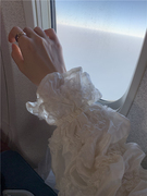 韩国东大门加绒白色衬衫蕾丝，灯笼泡泡袖，套头娃娃衫上衣丝绒连衣裙
