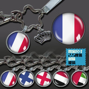 购芬兰法国英格兰也门阿拉伯联合酋长国旗旗帜标志钥匙扣挂饰挂件