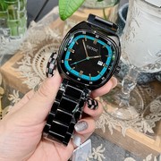 女表时尚表带日历大表盘不锈钢手表韩版潮流方形石英钢带国产腕表