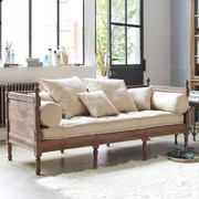 美式乡村实木沙发组合法式复古做旧布艺客厅沙发床橡木民宿风家具