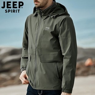 jeep吉普秋季男装外套，中年户外休闲薄款宽松夹克，防水防风上衣男