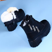 雪地靴女20e23冬季马丁靴保暖棉鞋，加绒加厚真皮羊毛一体短靴