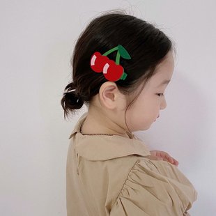 韩国ins夏季可爱宝宝美人鱼发夹樱桃香蕉儿童刘海夹边夹发卡皮套