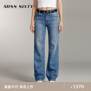 misssixty2024夏季牛仔裤女含天丝，复古磨白直筒裤休闲风百搭