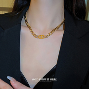katomiacc金色钛钢项链气质，高级感锁骨链，百搭简约毛衣链女颈链