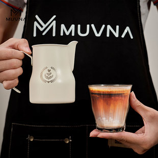 muvna意式咖啡打奶杯304不锈钢，大肚打奶缸350450ml拉花杯奶泡杯