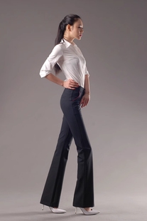 喇叭裤春夏季高端红色女裤垂感西装裤高腰显瘦加长裤子高个子