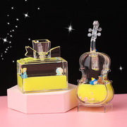 水晶小提琴摆件创意液体发光入油卡通节日桌面网红饰品音乐