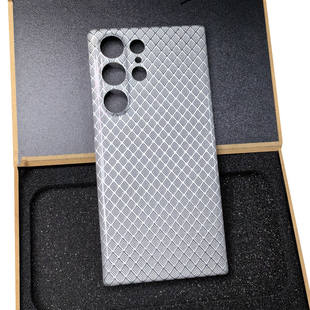 亮银钻石菱格纹适用三星s23ultra潮流凯夫拉真碳纤维手机壳轻薄防摔高级感保护套全包雪白色