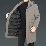 中年男士冬季羽绒棉服中长款棉袄，加绒加厚爸爸，冬装棉衣外套连帽