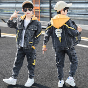 男童秋季套装2023韩版儿童装秋装中大童时尚洋气牛仔两件套潮