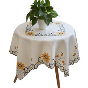 北欧式小圆桌桌布布艺圆形，客厅茶几餐桌布台布正方形田园蕾丝家用