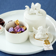 婚礼创意喜糖盒子欧式陶瓷白色，天使糖果盒满月周岁结婚伴手礼