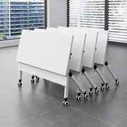 可折叠会议桌培训桌职员办公桌椅组合双人可移动拼接侧翻长条课桌