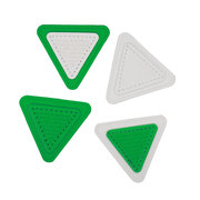 倒三角形压印字母装饰布标时尚绿色配标pu皮革补丁贴服装辅料商标