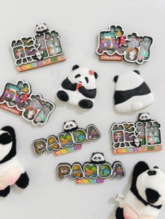 卡通可爱大熊猫磁性贴特色熊猫文创木质冰箱贴成都旅游纪念品礼物