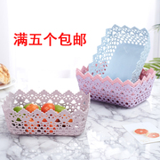 创意仿藤编水果盘家用茶几长方形，零食收纳篮，客厅桌面塑料收纳筐