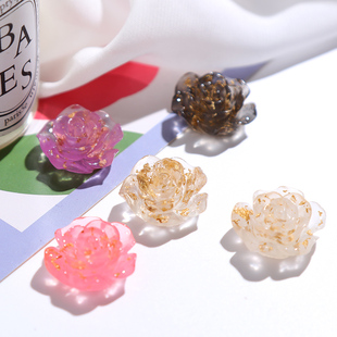 水晶鎏金玫瑰花奶油胶手机壳，diy材料包手工(包手工)制作发饰品树脂配件