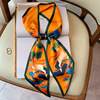 高级感~复古国风橙色丝巾，小长条女细窄飘带，春秋百搭西装领巾发带