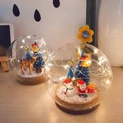森系小鹿水晶球夜灯diy材料，包圣诞树空心，玻璃罩家居装饰手工