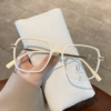 韩版奶白色方框素颜眼镜，女防蓝光显瘦平光镜，可配近视眼镜框