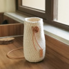 原创纯手工编织棉线保温杯套头层牛皮绳斜挎水杯套通用水壶袋