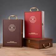 拉菲专用高档葡萄酒单双支(单双支)礼盒皮加木盒红酒12只装包装盒子