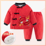 婴儿中国风宝宝周岁礼服，男女童喜庆拜年服冬装，新年装唐装夹棉套装