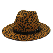 速卖通亚马逊ebay欧美时尚，秋冬豹纹毛呢礼帽，爵士帽子mndjs376